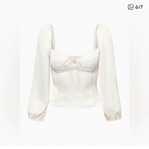 Wilfred Cream Puff-Sleeve Square-Neck Top